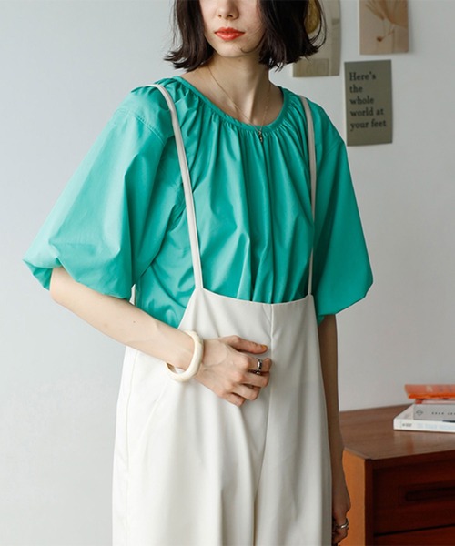 GeeRA(ジーラ)の「パフスリーブギャザーブラウス(シャツ/ブラウス・レディース・オフホワイト/ピンク/オレンジ/グリーン・MEDIUM/LARGE)」の12枚目の写真