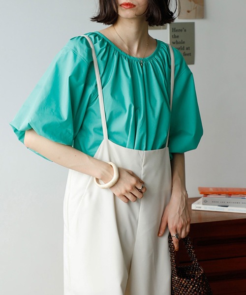 GeeRA(ジーラ)の「パフスリーブギャザーブラウス(シャツ/ブラウス・レディース・オフホワイト/ピンク/オレンジ/グリーン・MEDIUM/LARGE)」の5枚目の写真