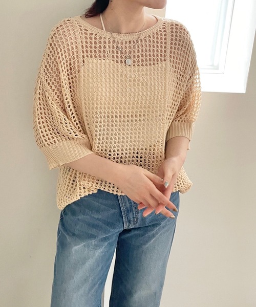 LOWRYS FARM（ローリーズファーム）の「２ＷＡＹメッシュプルオーバーＳＳ　704509（ニット/セーター・レディース・ブラック/ブルー/アイボリー・FREE）」の16枚目の写真