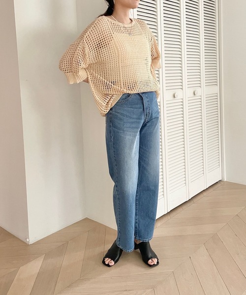 LOWRYS FARM（ローリーズファーム）の「２ＷＡＹメッシュプルオーバーＳＳ　704509（ニット/セーター・レディース・ブラック/ブルー/アイボリー・FREE）」の14枚目の写真