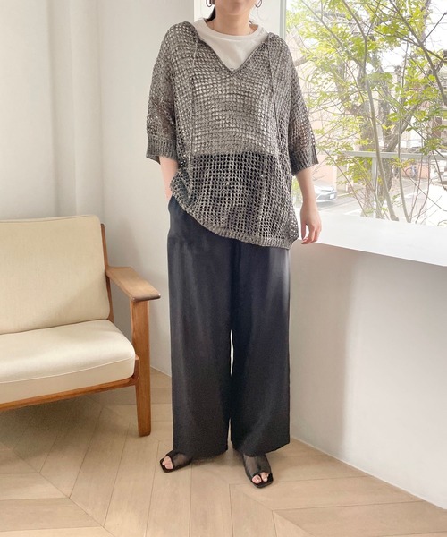 LOWRYS FARM（ローリーズファーム）の「２ＷＡＹメッシュプルオーバーＳＳ　704509（ニット/セーター・レディース・ブラック/ブルー/アイボリー・FREE）」の10枚目の写真