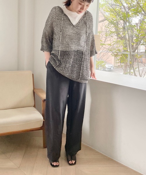 LOWRYS FARM（ローリーズファーム）の「２ＷＡＹメッシュプルオーバーＳＳ　704509（ニット/セーター・レディース・ブラック/ブルー/アイボリー・FREE）」の8枚目の写真