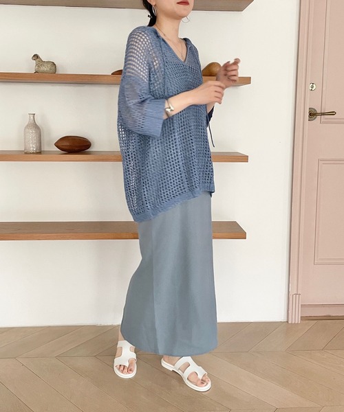 LOWRYS FARM（ローリーズファーム）の「２ＷＡＹメッシュプルオーバーＳＳ　704509（ニット/セーター・レディース・ブラック/ブルー/アイボリー・FREE）」の13枚目の写真