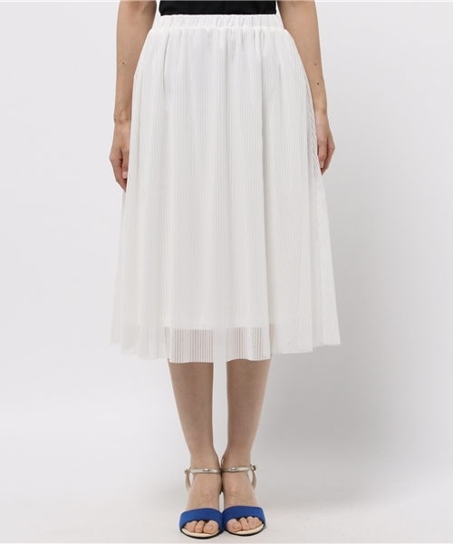 CIAOPANIC(チャオパニック)の「【Ciaopanic】 ストライプチュールミモレ丈SK(スカート・レディース・オフホワイト/ブラック・FREE)」の3枚目の写真