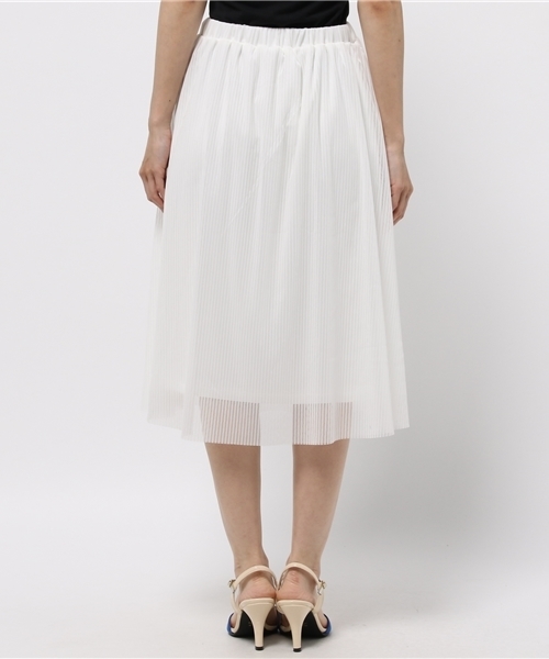 CIAOPANIC(チャオパニック)の「【Ciaopanic】 ストライプチュールミモレ丈SK(スカート・レディース・オフホワイト/ブラック・FREE)」の5枚目の写真