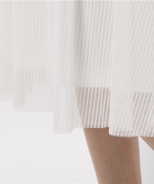 CIAOPANIC(チャオパニック)の「【Ciaopanic】 ストライプチュールミモレ丈SK(スカート・レディース・オフホワイト/ブラック・FREE)」の7枚目の写真