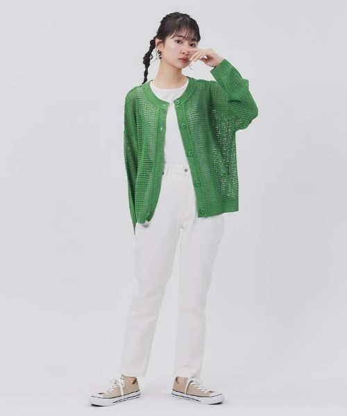 BACK NUMBER（バックナンバー）の「【BACK NUMBER】メッシュレイヤードカーデ（カーディガン/ボレロ・レディース・ネイビー/グリーン/キナリ・M/L）」の7枚目の写真