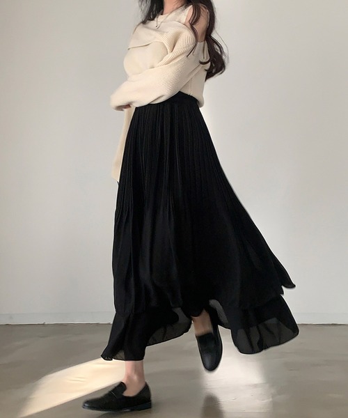 Dita Muaj.(ディータムアージュ)の「ふんわりロング二重シフォンスカート(スカート・レディース・ブラック/ホワイト・FREE)」の8枚目の写真