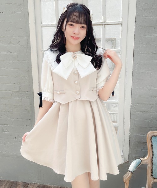 ROJITA(ロジータ)の「ベストレイヤードライクワンピース(ワンピース・レディース・ベージュ/ブラック/グレー・FREE)」の3枚目の写真