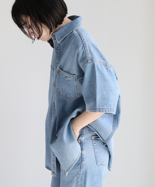 cepo（セポ）の「ライトデニムワークオーバーシャツ　セットアップ可能（シャツ/ブラウス・レディース・ブルー系3/ブルー系2・M）」の10枚目の写真