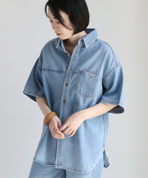 cepo（セポ）の「ライトデニムワークオーバーシャツ　セットアップ可能（シャツ/ブラウス・レディース・ブルー系3/ブルー系2・M）」の9枚目の写真