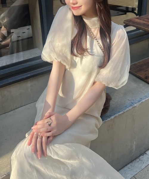 JUNOAH(ジュノア)の「シアードッキングワンピース(ワンピース・レディース・ブラウン/ブラック/クリーム・MEDIUM/LARGE/X-LARGE/SMALL)」の4枚目の写真