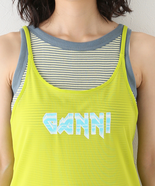 セール】【GANNI / ガニー】Mesh Cover Up Slit Dress
