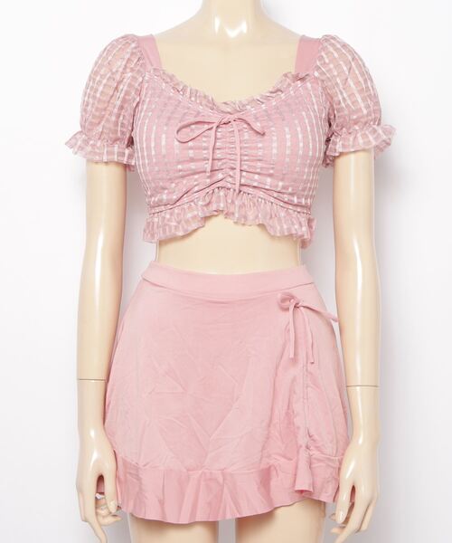 gossip!ロサンゼルス(ゴシップロサンゼルス)の「ハイウエストスカート トップス 2点セット水着(水着・レディース・グリーン/ブラック/ピンク・FREE)」の19枚目の写真