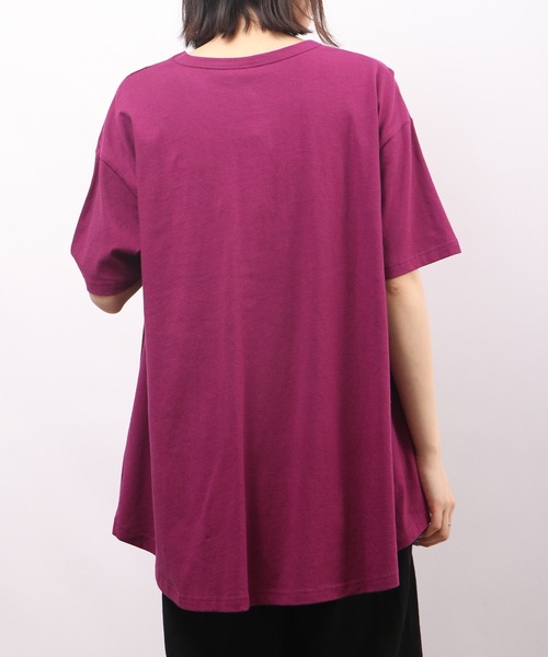 Emago(イマゴ)の「EMAGO フラミンゴ刺繍フレア半袖Tシャツ(Tシャツ/カットソー・レディース・パープル/アイボリー/ホワイト×イエロー・FREE)」の15枚目の写真