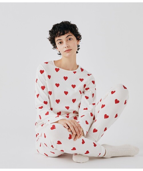 PETIT BATEAU(プチバトー)の「プリント長袖パジャマ(ルームウェア/パジャマ・レディース・ホワイト・SMALL/X-LARGE/MEDIUM/LARGE)」の2枚目の写真
