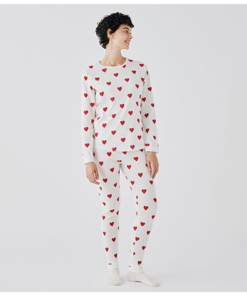 PETIT BATEAU(プチバトー)の「プリント長袖パジャマ(ルームウェア/パジャマ・レディース・ホワイト・SMALL/X-LARGE/MEDIUM/LARGE)」の4枚目の写真