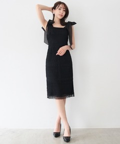 セール】【LEJA】2WAY花柄リボンドットストーンIラインドレス