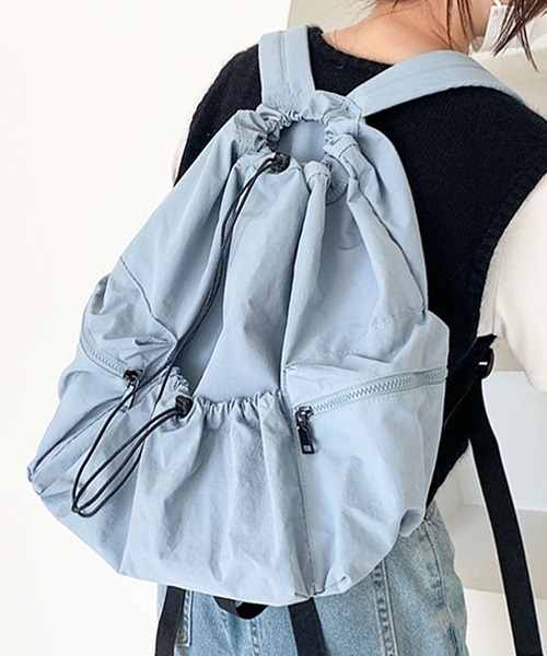 florist（フローリスト）の「【A4対応】【超軽量】ユニセックス ドローストリングカジュアルリュックサック/バックパック/ナップザック（バックパック/リュック・レディース・ブルー/ブラック/オフホワイト・FREE）」の4枚目の写真