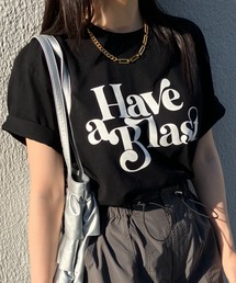 アソートロゴ/箔/フロッキープリントTシャツ/カットソー