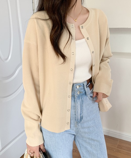 ABITOKYO(アビトーキョー)の「リングスナップカーディガン(カーディガン/ボレロ・レディース・グリーン/ブラック/ベージュ/ホワイト・FREE)」の11枚目の写真