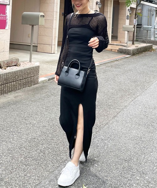 SPIRALGIRL（スパイラルガール）の「スリットロングキャミワンピース（ワンピース・レディース・ブラック/ブルー・FREE）」の12枚目の写真