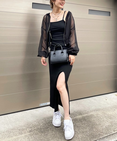 SPIRALGIRL（スパイラルガール）の「スリットロングキャミワンピース（ワンピース・レディース・ブラック/ブルー・FREE）」の9枚目の写真