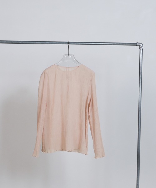 select MOCA(セレクトモカ)の「【定番】ランダムプリーツシアートップス(Tシャツ/カットソー・レディース・ライトカーキ/アイボリー/スモークピンク/ブラック/グレー/ライトピンク・FREE)」の17枚目の写真