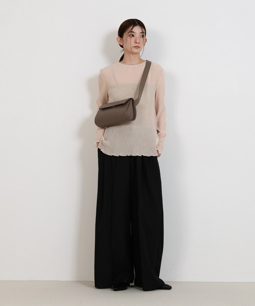 セール】ランダムプリーツシアートップス（Tシャツ/カットソー