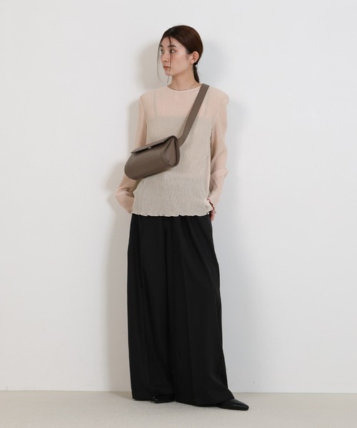 select MOCA（セレクトモカ）の「ランダムプリーツシアートップス（Tシャツ/カットソー・レディース・ライトカーキ/アイボリー/スモークピンク/ブラック/グレー/ライトピンク・FREE）」の17枚目の写真