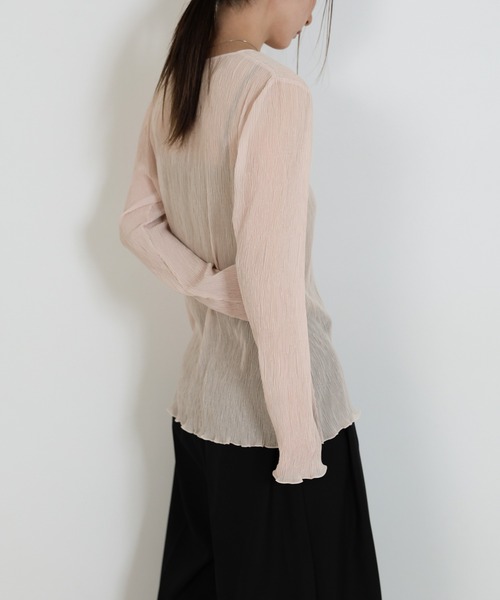 select MOCA（セレクトモカ）の「ランダムプリーツシアートップス（Tシャツ/カットソー・レディース・ライトカーキ/アイボリー/スモークピンク/ブラック/グレー/ライトピンク・FREE）」の20枚目の写真