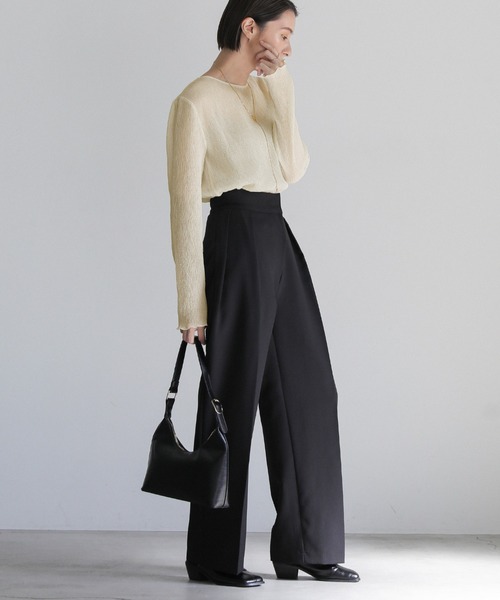 select MOCA（セレクトモカ）の「ランダムプリーツシアートップス（Tシャツ/カットソー・レディース・ライトカーキ/アイボリー/スモークピンク/ブラック/グレー/ライトピンク・FREE）」の11枚目の写真