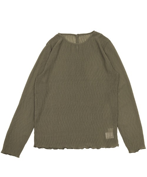 select MOCA（セレクトモカ）の「ランダムプリーツシアートップス（Tシャツ/カットソー・レディース・ライトカーキ/アイボリー/スモークピンク/ブラック/グレー/ライトピンク・FREE）」の8枚目の写真