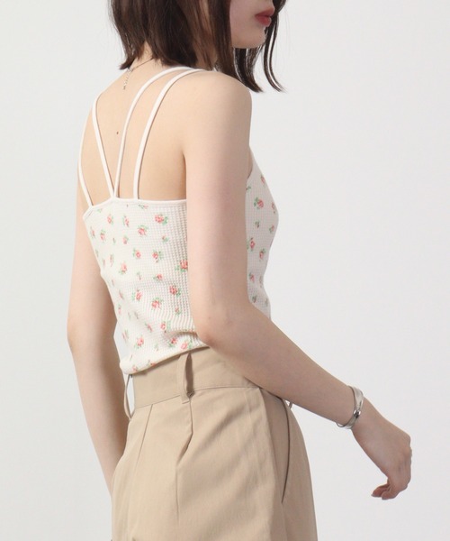 セール】JEMORGAN ワッフル花柄キャミソール（パック入り