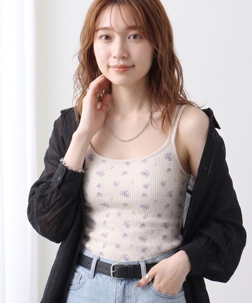 JEMORGAN(ジェーイーモーガン)の「JEMORGAN ワッフル花柄キャミソール(パック入り)(キャミソール・レディース・ピンク/サックスブルー/ストライプ/ラベンダー/ベージュ系その他/パープル・F)」の22枚目の写真