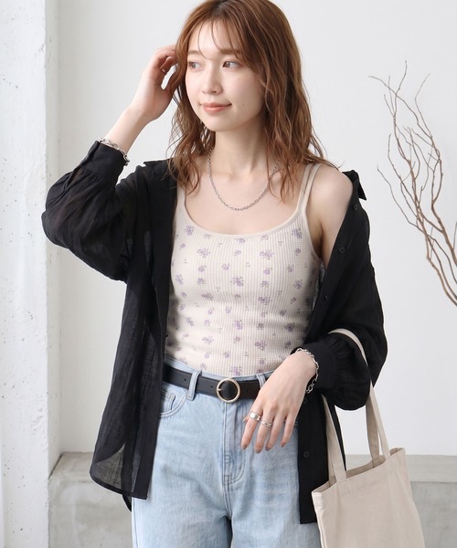 JEMORGAN(ジェーイーモーガン)の「JEMORGAN ワッフル花柄キャミソール(パック入り)(キャミソール・レディース・ピンク/サックスブルー/ストライプ/ラベンダー/ベージュ系その他/パープル・F)」の20枚目の写真