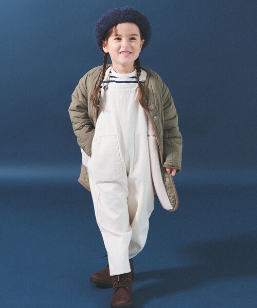 BEAMS mini（ビームスミニ）の「BEAMS mini / ボアキルト リバーシブル ノーカラーコート 23FW（90～160cm）（ノーカラーコート・キッズ・キャメル/アイボリー・100/150/130/120/160/140/90/110）」の5枚目の写真