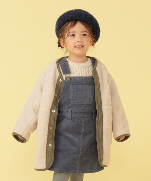 BEAMS mini（ビームスミニ）の「BEAMS mini / ボアキルト リバーシブル ノーカラーコート 23FW（90～160cm）（ノーカラーコート・キッズ・キャメル/アイボリー・100/150/130/120/160/140/90/110）」の7枚目の写真