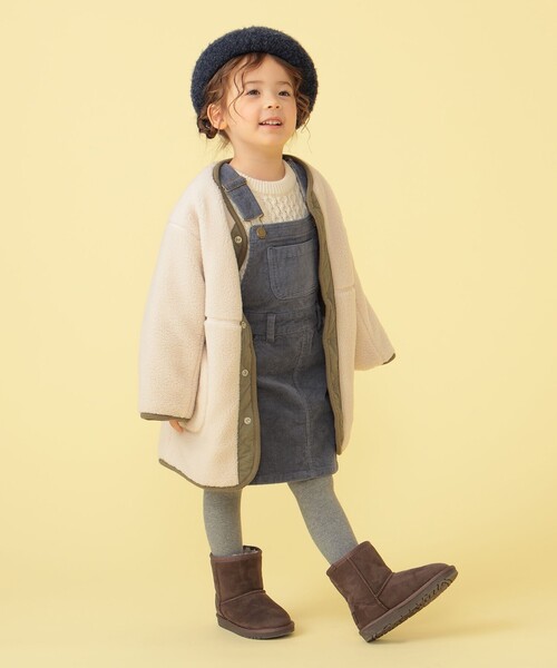 BEAMS mini（ビームスミニ）の「BEAMS mini / ボアキルト リバーシブル ノーカラーコート 23FW（90～160cm）（ノーカラーコート・キッズ・キャメル/アイボリー・100/150/130/120/160/140/90/110）」の8枚目の写真