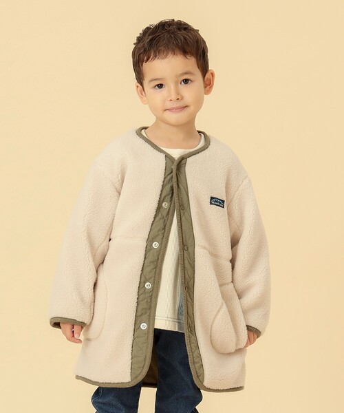 BEAMS mini（ビームスミニ）の「BEAMS mini / ボアキルト リバーシブル ノーカラーコート 23FW（90～160cm）（ノーカラーコート・キッズ・キャメル/アイボリー・100/150/130/120/160/140/90/110）」の9枚目の写真