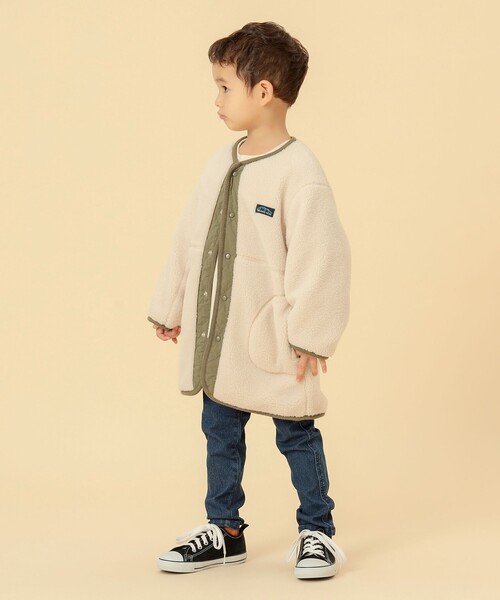 BEAMS mini（ビームスミニ）の「BEAMS mini / ボアキルト リバーシブル ノーカラーコート 23FW（90～160cm）（ノーカラーコート・キッズ・キャメル/アイボリー・100/150/130/120/160/140/90/110）」の10枚目の写真