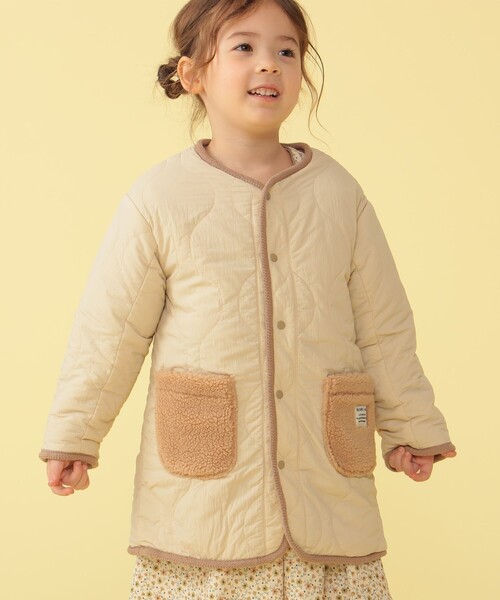 BEAMS mini（ビームスミニ）の「BEAMS mini / ボアキルト リバーシブル ノーカラーコート 23FW（90～160cm）（ノーカラーコート・キッズ・キャメル/アイボリー・100/150/130/120/160/140/90/110）」の16枚目の写真
