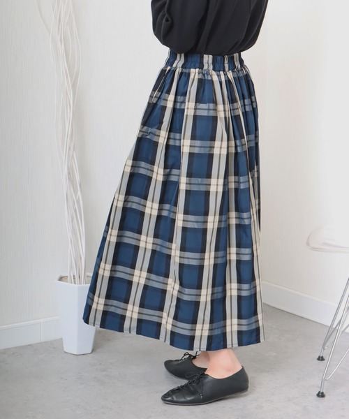 libelle more（リベル モア）の「《洗える》ビッグチェック柄フレアーロングスカート（スカート・レディース・ネイビー系/グレー系その他/グリーン系その他・M/L）」の16枚目の写真