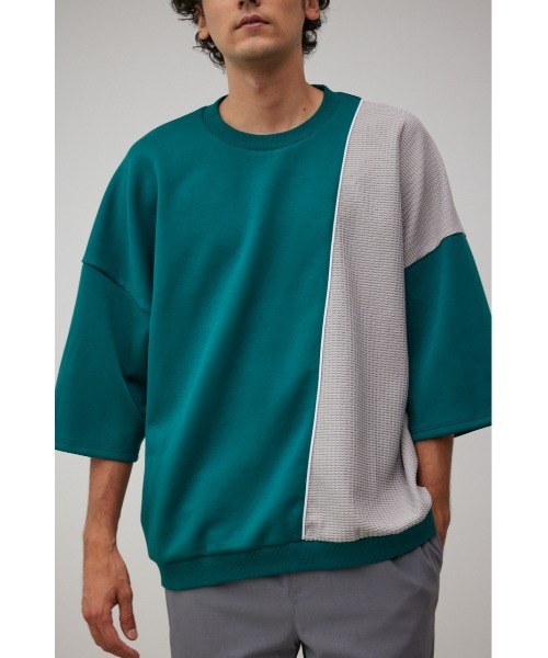 AZUL by moussy(アズールバイマウジー)の「ワッフル切リ替エパイピングトップス(Tシャツ/カットソー・メンズ・グリーン系その他/ホワイト系その他/ブラック系その他・LARGE/MEDIUM)」の1枚目の写真