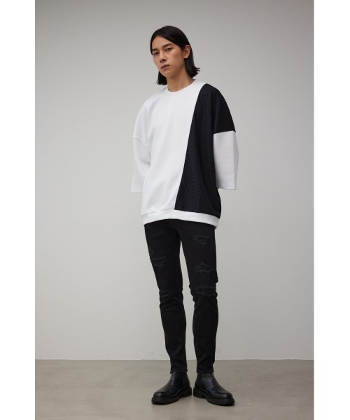 AZUL by moussy(アズールバイマウジー)の「ワッフル切リ替エパイピングトップス(Tシャツ/カットソー・メンズ・グリーン系その他/ホワイト系その他/ブラック系その他・LARGE/MEDIUM)」の6枚目の写真
