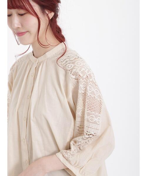 Samansa Mos2（サマンサ モスモス）の「レース切替ブラウス（シャツ