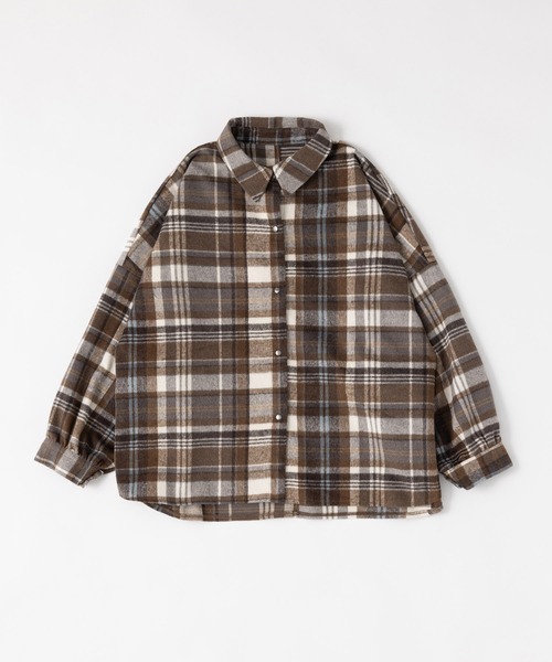 MIEL CRISHUNANT（ミエルクリシュナ）の「オーバーサイズドルマンチェックシャツ（シャツ/ブラウス・レディース・ブラウン系その他/ブルー系その他・FREE）」の3枚目の写真