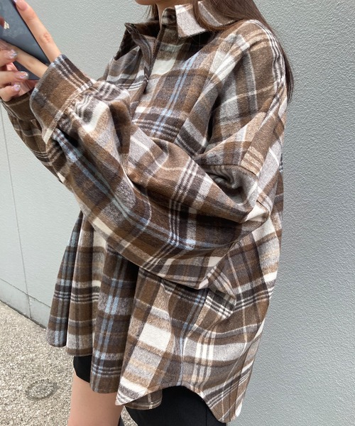 MIEL CRISHUNANT（ミエルクリシュナ）の「オーバーサイズドルマンチェックシャツ（シャツ/ブラウス・レディース・ブラウン系その他/ブルー系その他・FREE）」の15枚目の写真