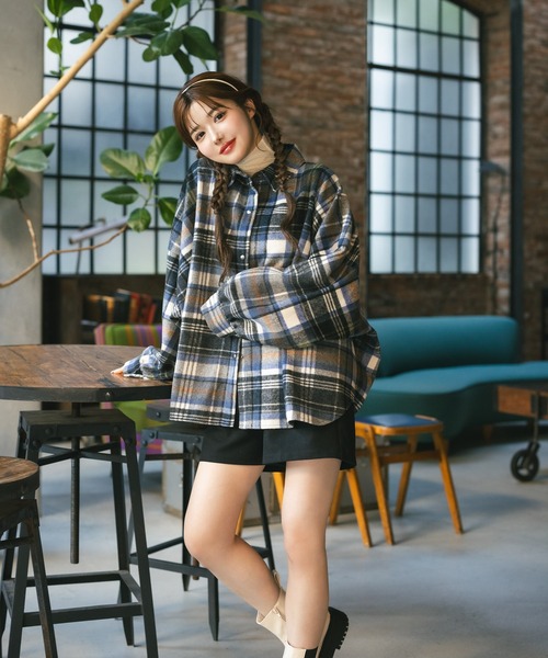 MIEL CRISHUNANT（ミエルクリシュナ）の「オーバーサイズドルマンチェックシャツ（シャツ/ブラウス・レディース・ブラウン系その他/ブルー系その他・FREE）」の18枚目の写真