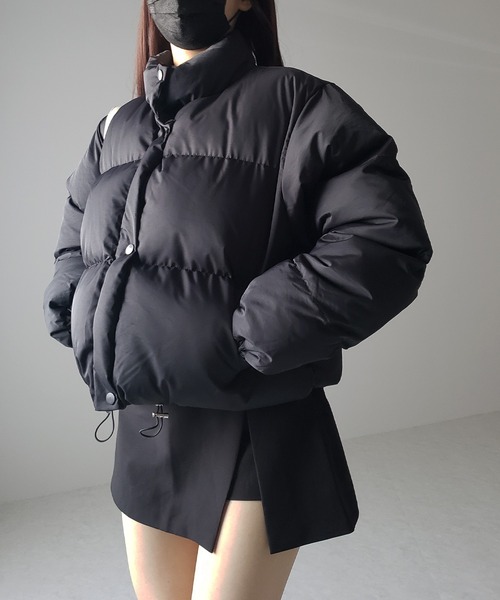 シーバイクロエ ダウンジャケット ショート丈 黒 サイズ4 *XC2033 選べる6色展開 ／ 裾絞り可能2WAY 】ニュアンスカラーショートパフ